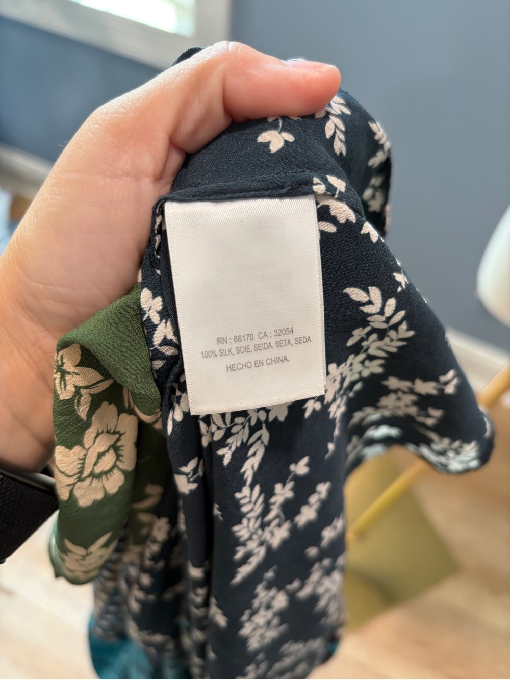 Anthropologie Kachel Patchwork 100% Silk Bias Cut Maxi Dress Green Blue Floral - Picture 8 of 8
